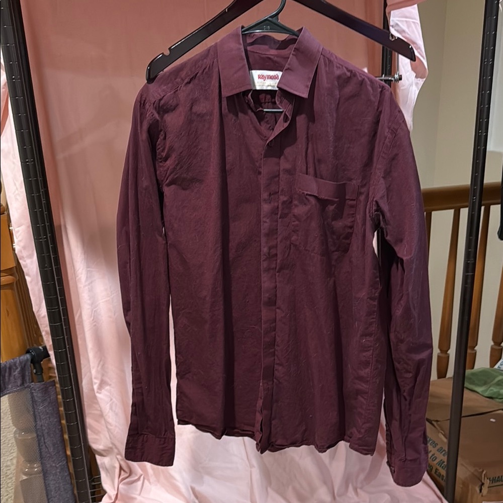 Handmade, Custom Tailored, Burgundy Shirt by Raymond, Belgaum, India